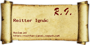 Reitter Ignác névjegykártya